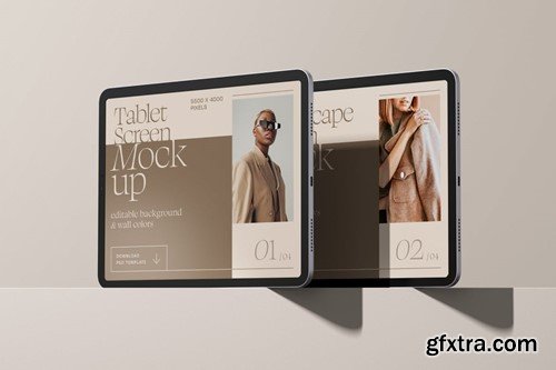 Horizontal iPad Pro Screen Mockup Set 2PDZWMK