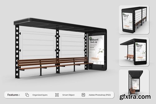 Billboard Bus Stop Station Mockup CRZU9TD Billboard Bus Stop Station Mockup CRZU9TD