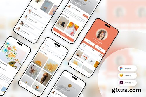 Art Gallery Mobile App UI Kit LKRE3QR Art Gallery Mobile App UI Kit LKRE3QR