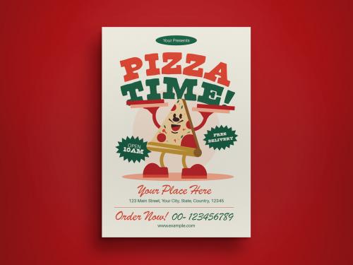 Beige Pizza Restaurant Flyer Layout 580580970