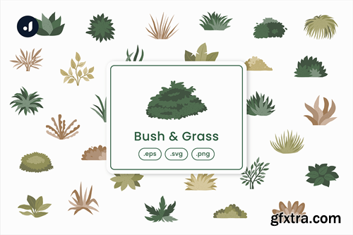 Bush & Grass Illustration WAV2JN7 Bush & Grass Illustration WAV2JN7