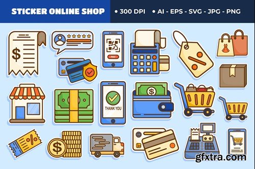 Online Shop Cute Sticker Set WTKC62L Online Shop Cute Sticker Set WTKC62L