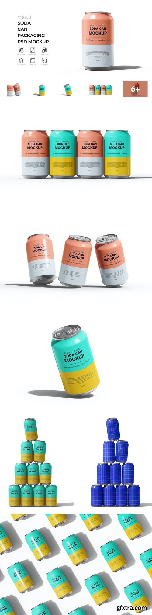 High-quality drink soda can mockup for branding 8TSHY8R