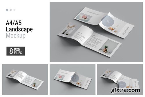 A5/A4 Landscape Brochure Mockup RN3J8HR A5/A4 Landscape Brochure Mockup RN3J8HR