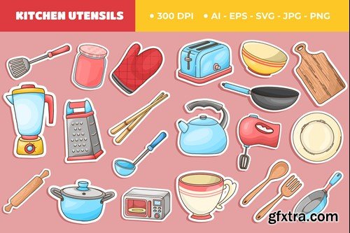Kitchen Utensils Cute Sticker Set TNVBF5M Kitchen Utensils Cute Sticker Set TNVBF5M