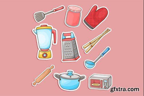 Kitchen Utensils Cute Sticker Set TNVBF5M Kitchen Utensils Cute Sticker Set TNVBF5M
