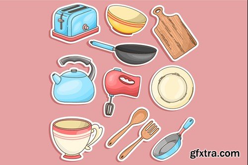 Kitchen Utensils Cute Sticker Set TNVBF5M Kitchen Utensils Cute Sticker Set TNVBF5M