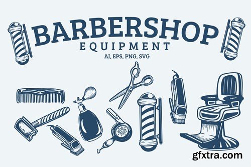 Barbershop Equipment Hand Drawn Illustration ZK3QWRV Barbershop Equipment Hand Drawn Illustration ZK3QWRV