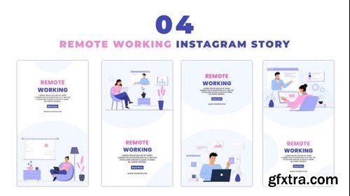 Videohive Remote Working Employees Flat Character Instagram Story 47394426