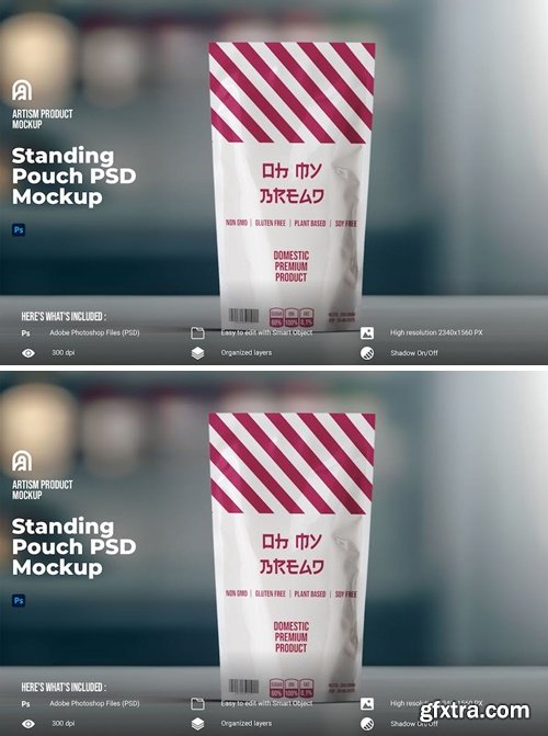 Standing Pouch PSD Mockup 8CBJ24G Standing Pouch PSD Mockup 8CBJ24G