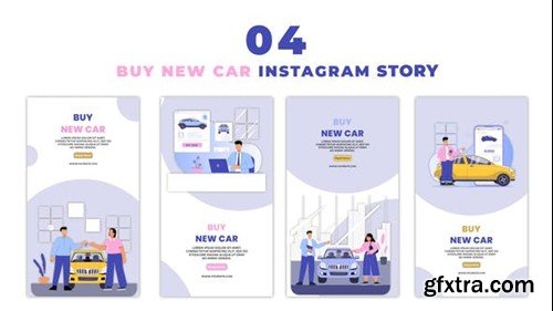 Videohive People Buying New Car 2D Character Instagram Story 47390346