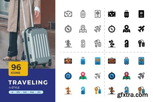 96 Traveling Icons ADJLKTE 96 Traveling Icons ADJLKTE