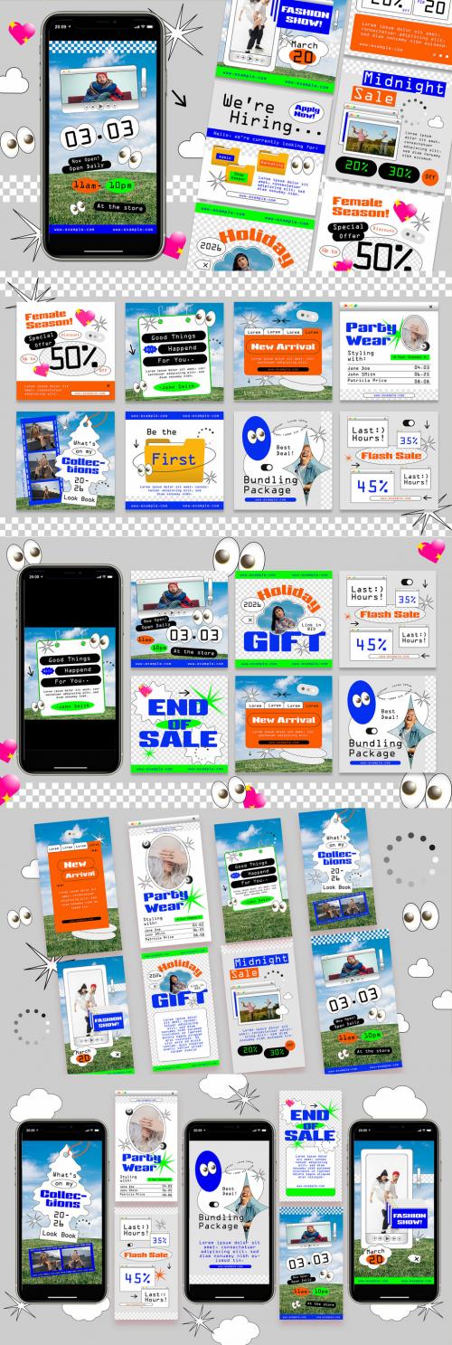 Silver Modern Y2K Hypebeast Social Media Layout 581498472