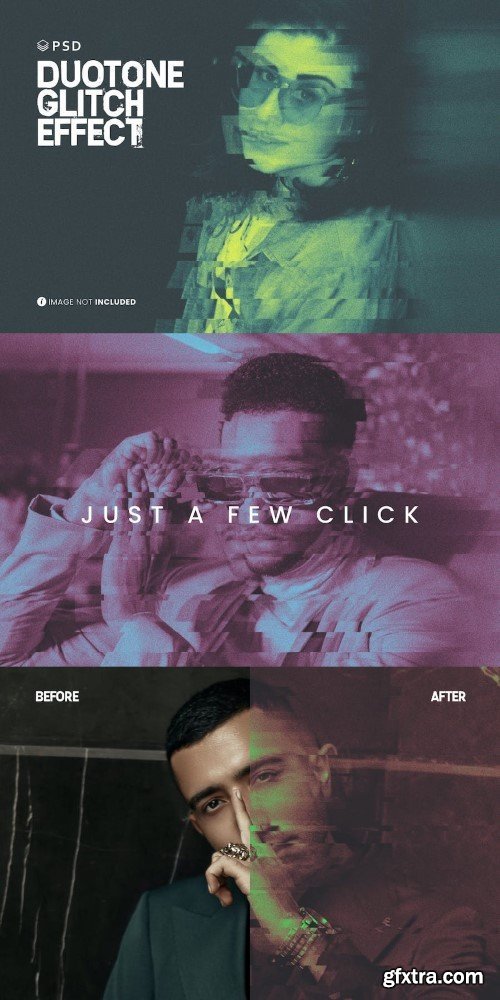 Duotone Glitch Photo Effect