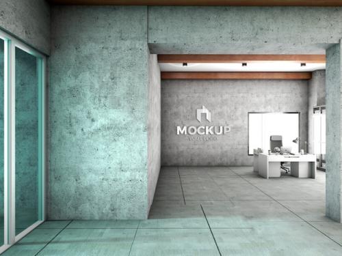 Premium PSD | Office logo in wall mockup Premium PSD
