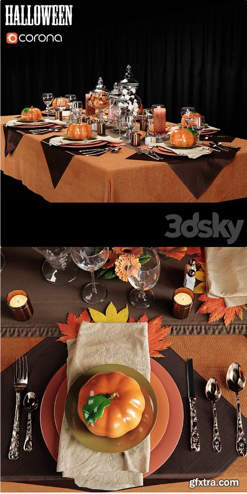 At the contest table setting in the style of Halloween