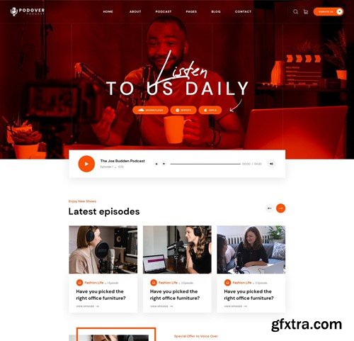 Podover - Podcast PSD Template 2CNSZRF Podover - Podcast PSD Template 2CNSZRF