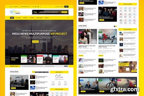 Mega News Magazine PSD Template C83C9BX Mega News Magazine PSD Template C83C9BX