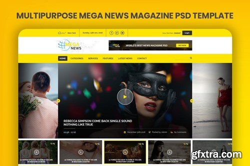 Mega News Magazine PSD Template C83C9BX Mega News Magazine PSD Template C83C9BX
