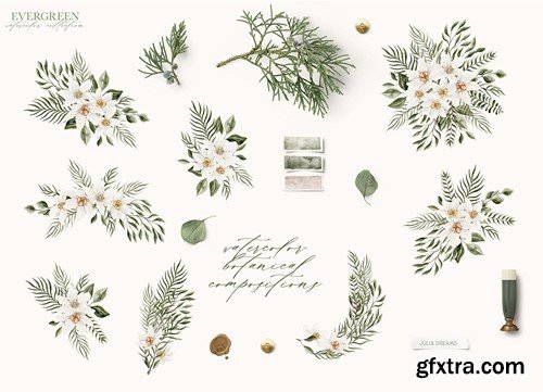 Evergreen Forest Watercolor Bouquets Flowers ERFDLPB Evergreen Forest Watercolor Bouquets Flowers ERFDLPB