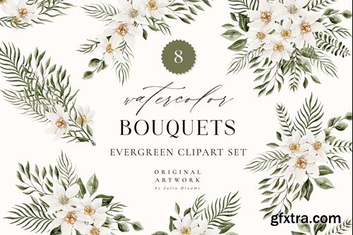 Evergreen Forest Watercolor Bouquets Flowers ERFDLPB Evergreen Forest Watercolor Bouquets Flowers ERFDLPB