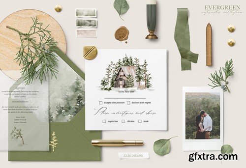 Evergreen Watercolor Forest House EW8ADXW Evergreen Watercolor Forest House EW8ADXW