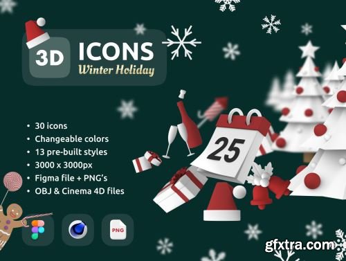 Winter Holiday - 3D Christmas Icons Ui8.net