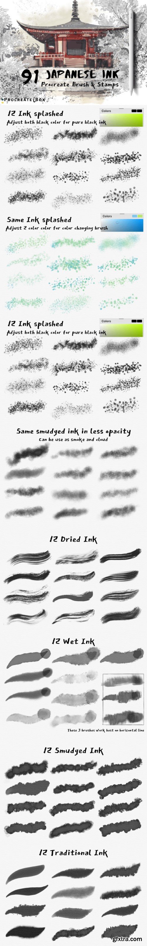 91 Procreate Japanese Ink Brushes » GFxtra