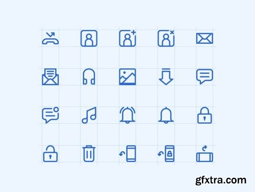 180 Mobile Functions Icons Blue Colored Ui8.net