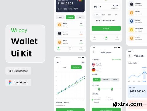 Wiipay - Crypto Blockchain Exchange Wallet Mobile App UI UX Design UI Kit Ui8.net