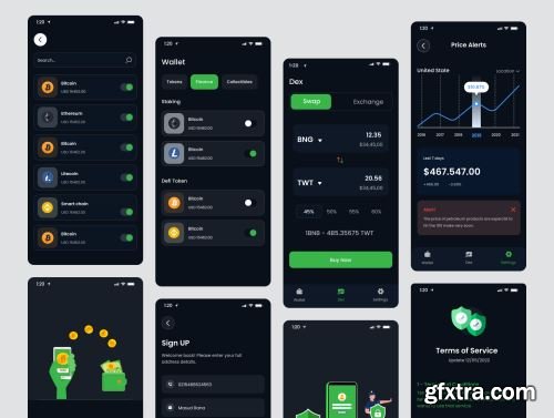 Wiipay - Crypto Blockchain Exchange Wallet Mobile App UI UX Design UI Kit Ui8.net