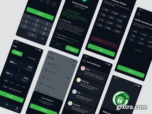 Wiipay - Crypto Blockchain Exchange Wallet Mobile App UI UX Design UI Kit Ui8.net