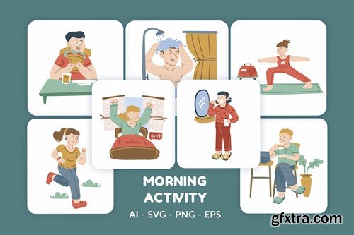Morning Activity Vector Illustration v.1 M56GCUV Morning Activity Vector Illustration v.1 M56GCUV