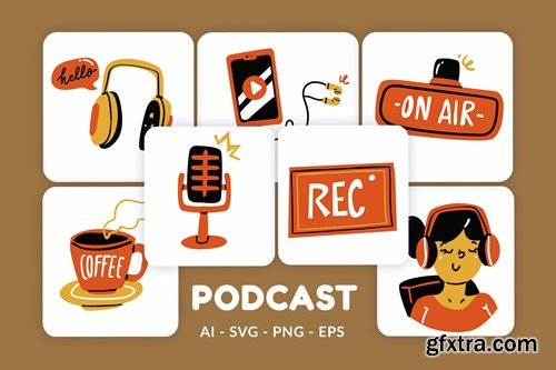 Podcast Vector Illustration v.1 F7MTRD5 Podcast Vector Illustration v.1 F7MTRD5
