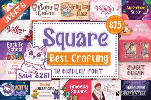Square Bundle - 18 Best Crafting Display Fonts