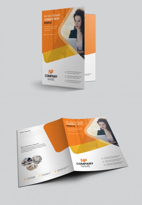 Orange Presentation Folder Layout with Abstract Circles 575931672