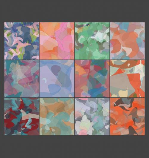 Seamless Pattern Set with Transparent Random Overlapping Wavy Shapes 577206241