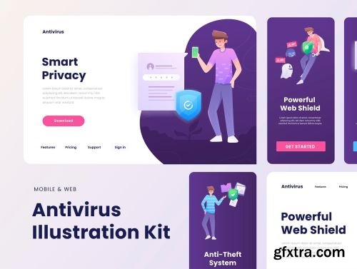 Antivirus Illustration Kit Ui8.net