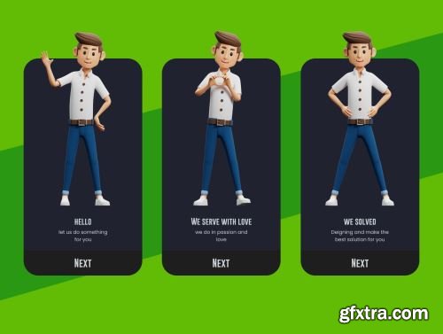 3D Young Character Poses Ui8.net