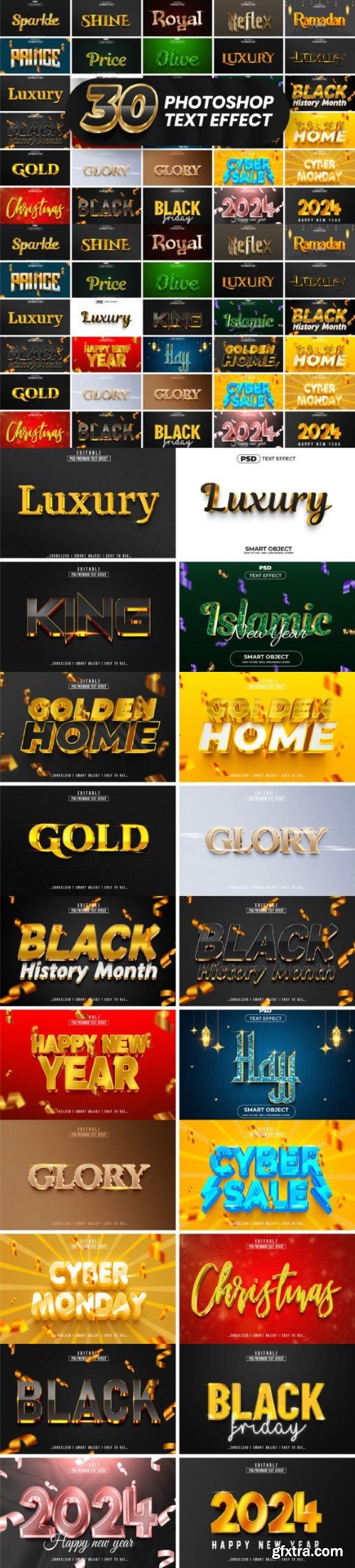 30 Photoshop 3D Text Effect Style Bundle VOL. 5