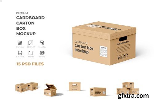 Cardboard Carton Moving Box Mockup RJK5UX4 Cardboard Carton Moving Box Mockup RJK5UX4