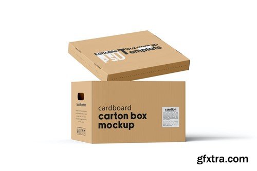 Cardboard Carton Moving Box Mockup RJK5UX4 Cardboard Carton Moving Box Mockup RJK5UX4