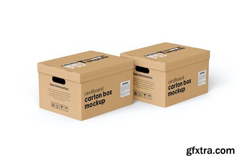 Cardboard Carton Moving Box Mockup RJK5UX4 Cardboard Carton Moving Box Mockup RJK5UX4