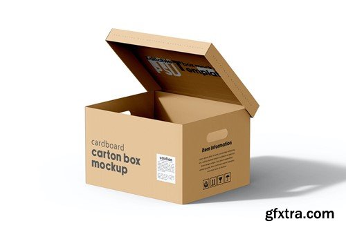 Cardboard Carton Moving Box Mockup RJK5UX4 Cardboard Carton Moving Box Mockup RJK5UX4
