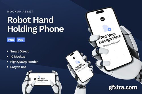 Robot Hand Holding Phone Mockup NWXBMZC Robot Hand Holding Phone Mockup NWXBMZC