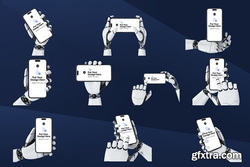Robot Hand Holding Phone Mockup NWXBMZC Robot Hand Holding Phone Mockup NWXBMZC
