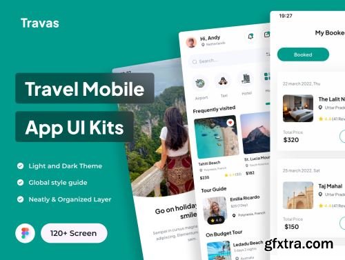 Travas - Travel Mobile App UI Kits Ui8.net
