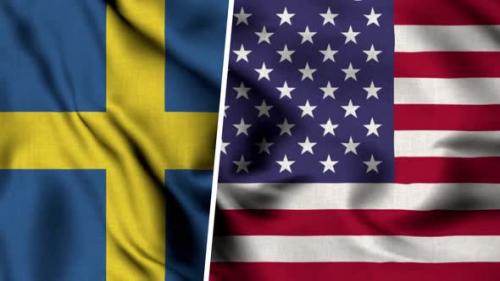 Videohive - Sweden Flag And Usa Flag - 47490702 - 47490702