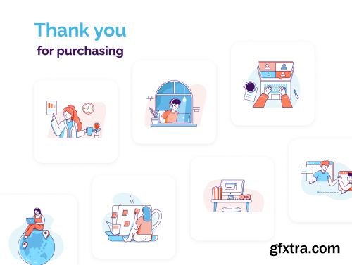 Work From Home Illustration Kit Ui8.net