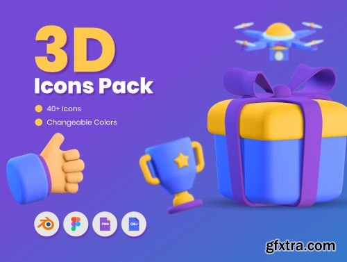 50 3D Icons Pack Ui8.net